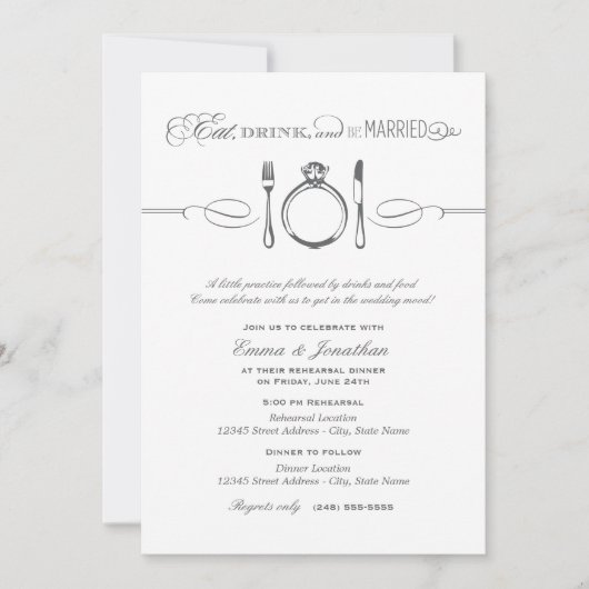 Invitation Dîner de répétition de charbon de bois pour boire (Devant)