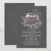 Invitation Dîner de répétition de coeur de bois rustique invi (Devant / Derrière)