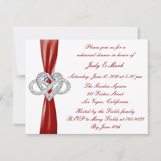 Invitation Dîner de répétition de coeur Red Infinity Invitati (Devant)