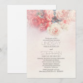 Invitation dîner de répétition de couleur aquarelle rose pâle (Devant / Derrière)