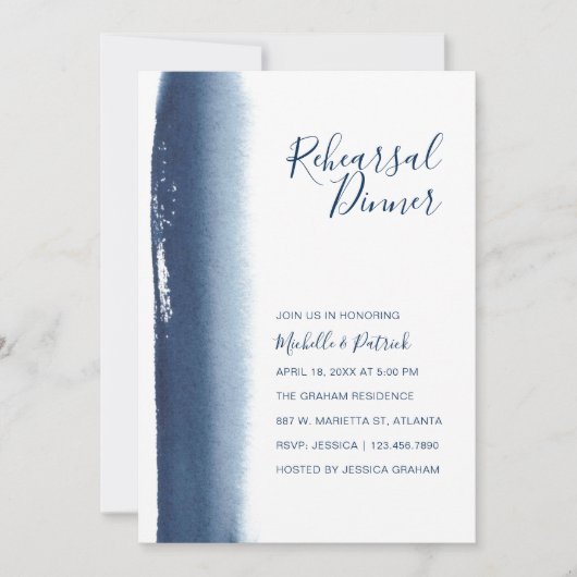 Invitation Dîner de répétition de couleur bleu marine créativ (Devant)