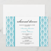 Invitation Dîner de répétition de Damas (aqua) (Devant / Derrière)