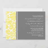 Invitation Dîner de répétition de Damas gris citron (Dos)