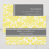 Invitation Dîner de répétition de Damas gris citron (Devant / Derrière)