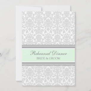 Invitation Dîner de répétition de Damas gris de Mint
