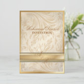 Invitation Dîner de répétition de Damask en or officiel Invit (Debout devant)