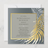 Invitation Dîner de répétition de destination argent et or (Devant)