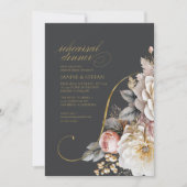 Invitation Dîner de répétition de dramatiques florales Carbon (Devant)