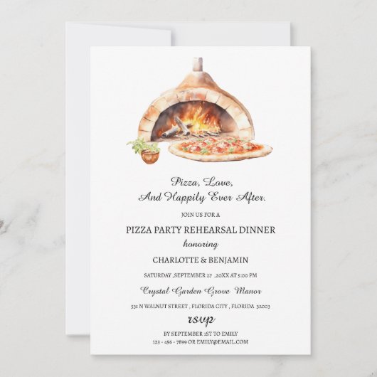 Invitation Dîner de Répétition de Fête de Pizza Italienne Rus (Devant)