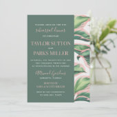 Invitation Dîner de répétition de feuillage tropical rose et (Debout devant)