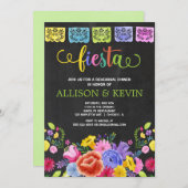 Invitation Dîner de répétition de Fiesta, thème mexicain flor (Devant / Derrière)