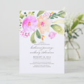 Invitation dîner de répétition de fleurs d'aquarelle invitati (Debout devant)