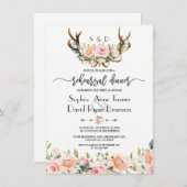 Invitation Dîner de répétition de fleurs de crème rose (Devant / Derrière)