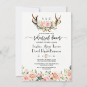 Invitation Dîner de répétition de fleurs de crème rose (Devant)