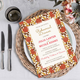 Invitation Dîner de répétition de fleurs de pivoine orange po