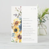 Invitation Dîner de répétition de fleurs de tournesol de la M (Debout devant)