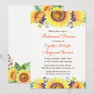 Invitation Dîner de répétition de fleurs de tournesol rustiqu