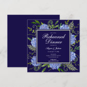Invitation Dîner de répétition de fleurs d'hydrangea bleues a (Devant / Derrière)