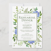 Invitation Dîner de répétition de fleurs d'hydrangea bleues a (Devant)