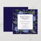 Invitation Dîner de répétition de fleurs d'hydrangea bleues a (Devant / Derrière)
