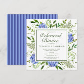 Invitation Dîner de répétition de fleurs d'hydrangea bleues a (Devant / Derrière)