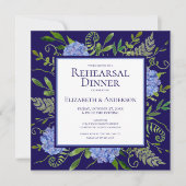 Invitation Dîner de répétition de fleurs d'hydrangea bleues a (Devant)