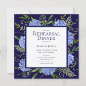 Invitation Dîner de répétition de fleurs d'hydrangea bleues a (Devant)