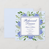 Invitation Dîner de répétition de fleurs d'hydrangea bleues a (Devant / Derrière)