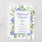Invitation Dîner de répétition de fleurs d'hydrangea bleues a (Devant)