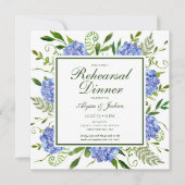 Invitation Dîner de répétition de fleurs d'hydrangea bleues a (Devant)