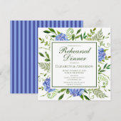 Invitation Dîner de répétition de fleurs d'hydrangea bleues a (Devant / Derrière)