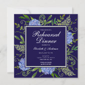 Invitation Dîner de répétition de fleurs d'hydrangea bleues a (Devant)