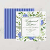 Invitation Dîner de répétition de fleurs d'hydrangea bleues a (Devant / Derrière)