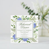 Invitation Dîner de répétition de fleurs d'hydrangea bleues a (Debout devant)
