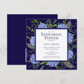 Invitation Dîner de répétition de fleurs d'hydrangea bleues a (Devant / Derrière)