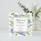 Invitation Dîner de répétition de fleurs d'hydrangea bleues a (Debout devant)