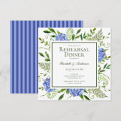 Invitation Dîner de répétition de fleurs d'hydrangea bleues a (Devant / Derrière)