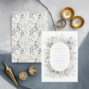 Invitation Dîner de répétition de fleurs doux Dusty Blue ID10