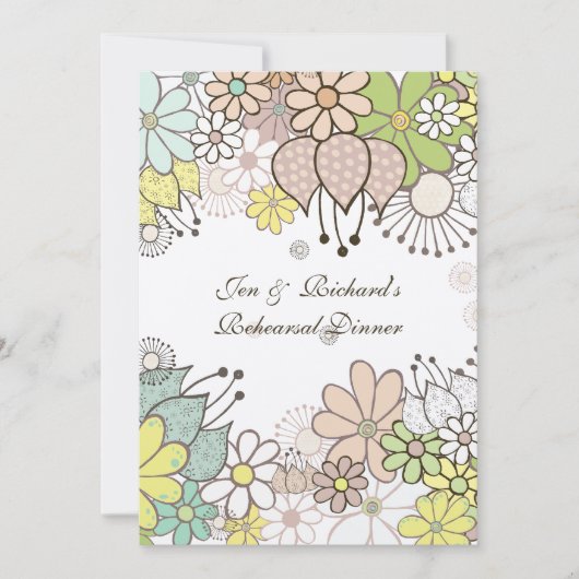 Invitation Dîner de répétition de fleurs neutres do-it-yourse (Devant)