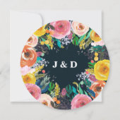 Invitation Dîner de répétition de fleurs peintes Cercle (Dos)