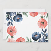 Invitation Dîner de répétition de fleurs peintes en bleu et c (Dos)