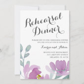 Invitation Dîner de répétition de fleurs rose aquarelle Boho (Devant)