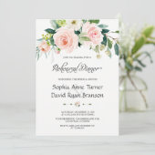 Invitation Dîner De Répétition De Fleurs Roses De Charme (Debout devant)