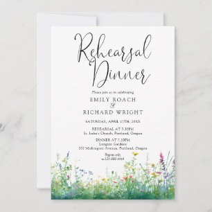 Invitation Dîner de répétition de fleurs sauvages à l'aquarel