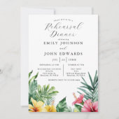 Invitation Dîner de répétition de fleurs tropicales à l'aquar (Devant)