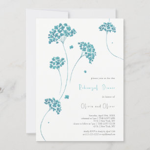 Invitation Dîner De Répétition De Fleurs Turquoise Mignonnes
