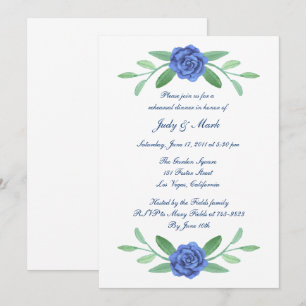 Invitation Dîner de répétition de Foliage Floral Bleu