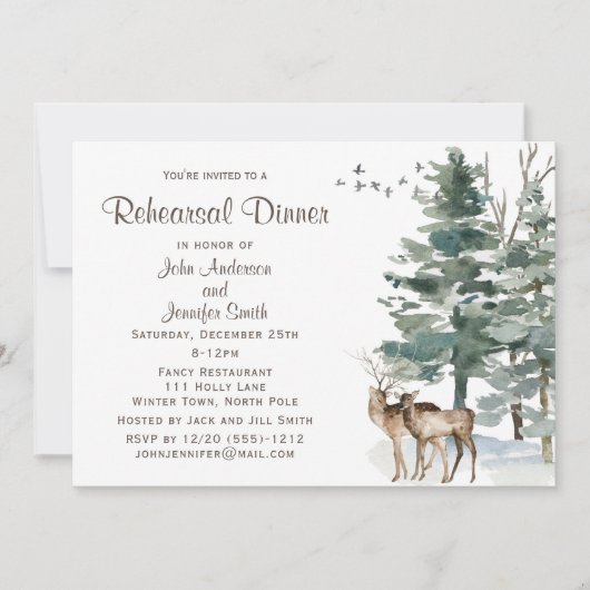 Invitation Dîner de répétition de forêt rustique (Devant)