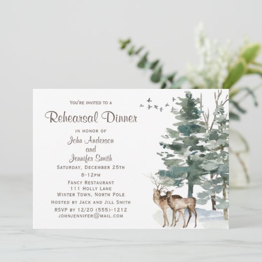 Invitation Dîner de répétition de forêt rustique (Debout devant)