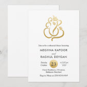 Invitation Dîner de répétition de Ganesha de feuille d'or de (Devant / Derrière)